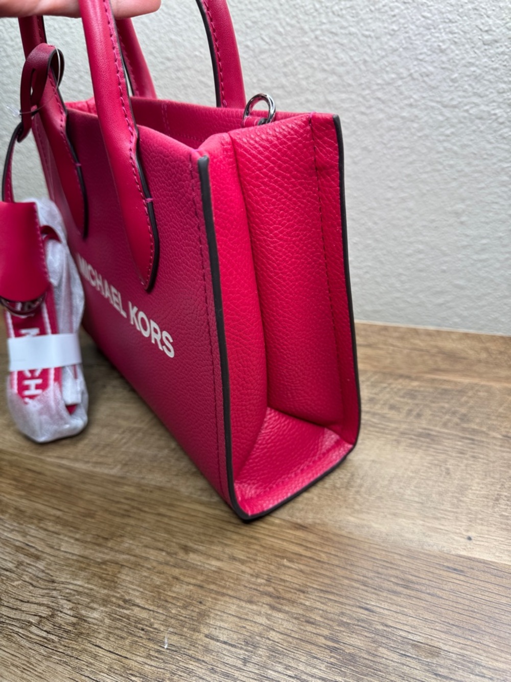 Michael Kors Hot Pink Pebbled Leather Satchel with Detachable Strap - Picture 2 of 6